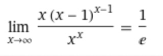 limit as S -> infinity of our equation with S=k is equal to 1/e