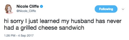 Funny tweet about grilled cheese