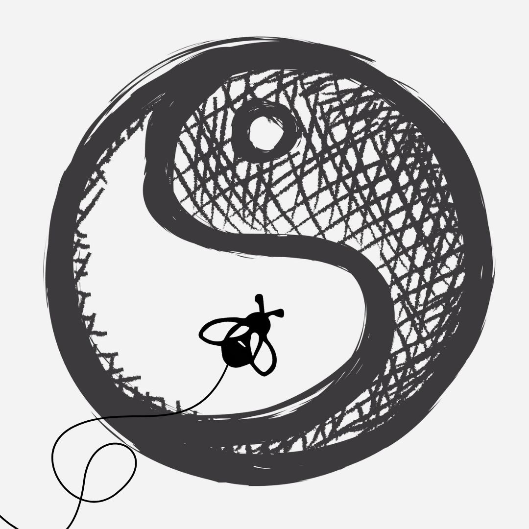 yin yang with bee sketch