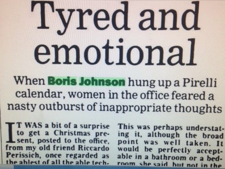 Boris Johnson's articles about 'hot totty' and 'tank-topped bumboys'