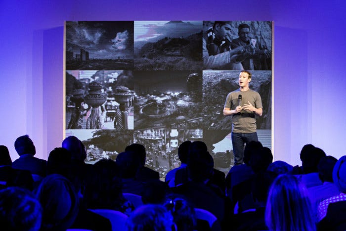 Mark Zuckerberg speaks on stage
