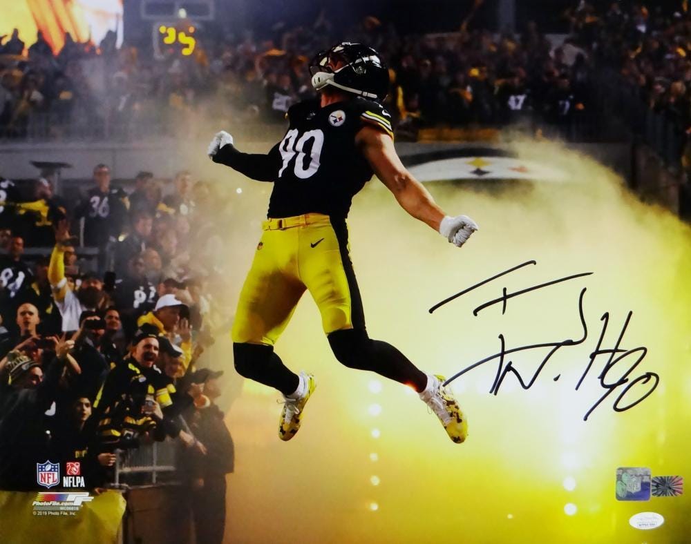 TJ Watt Autographed Pittsburgh Steelers 16x20 PF Jumping Near Tunnel P –  The Jersey Source
