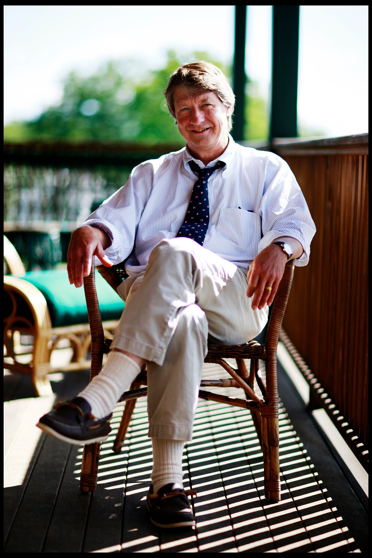 A portrait of author P.J.O'Rourke, photographed at home in Sharon, New Hampshire. | Location: Sharon, New Hampshire, USA. (Photo by David Howells/Corbis via Getty Images)