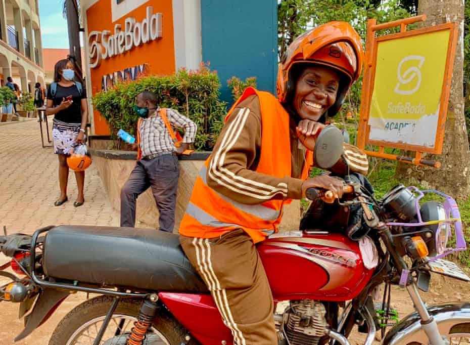 Allen Kisakye Butundu, a boda boda rider, works for SafeBoda, a Uganda-based startup.
