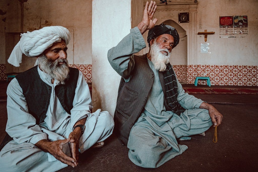 Haji Abdul Majeed Ustad, 72 and another mullah talk about Jihad and other religious ideologies of the Taliban.