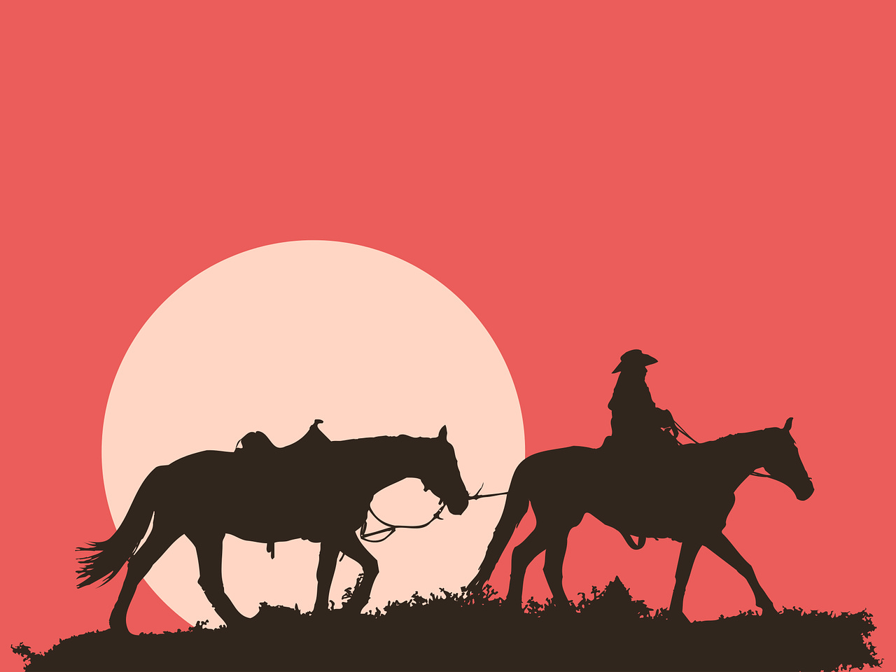 Cowboy and horse silhouette