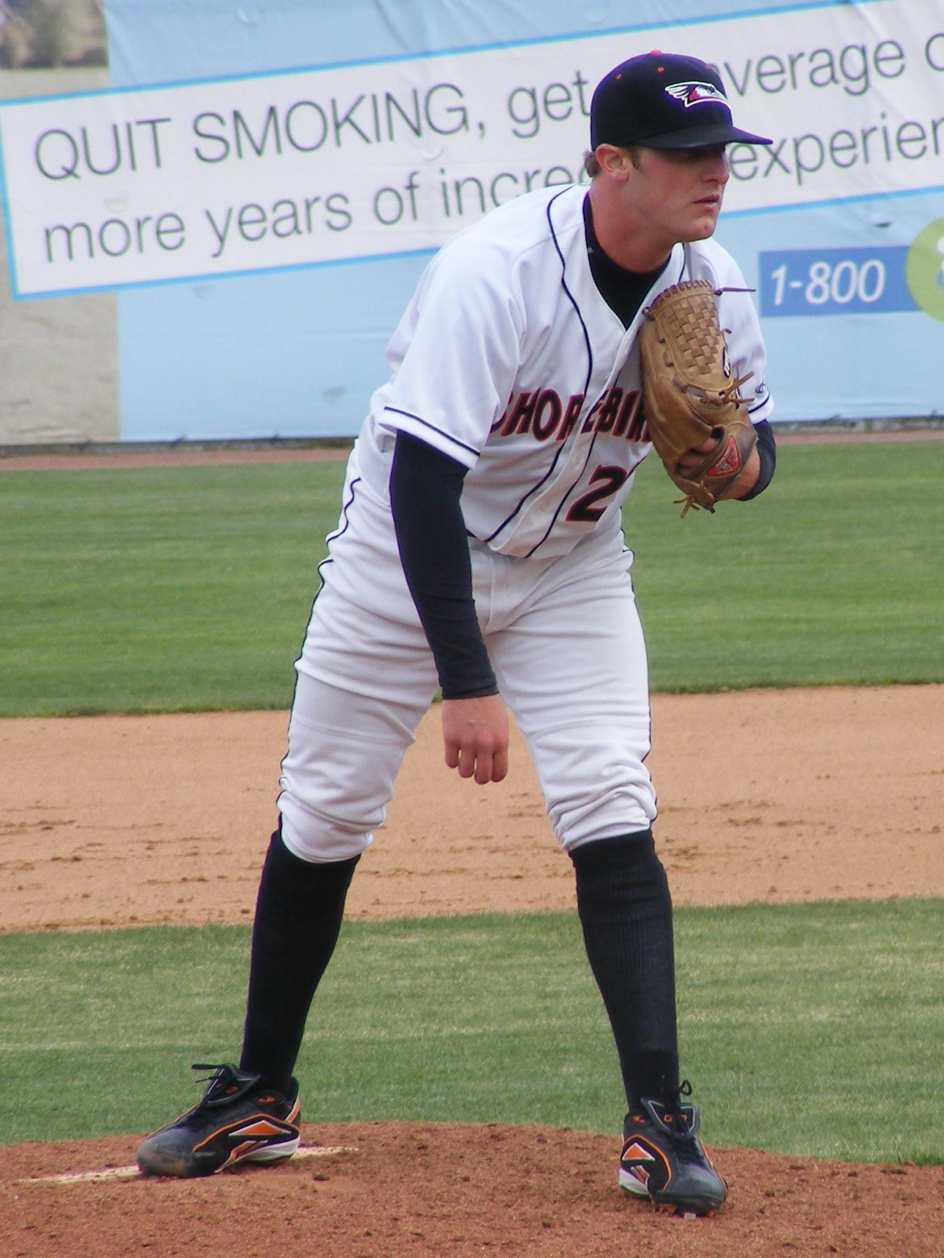 Josh Dowdy stares in at a Hagerstown batter during this April game; chances are Josh struck him out. Photo by Kim Corkran.