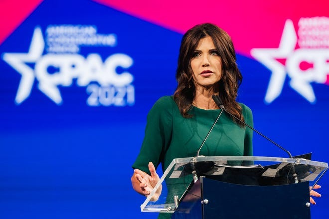 South Dakota governor Kristi Noem speaks during the Conservative Political Action Conference held at the Hilton Anatole on July 11 in Dallas, Texas.