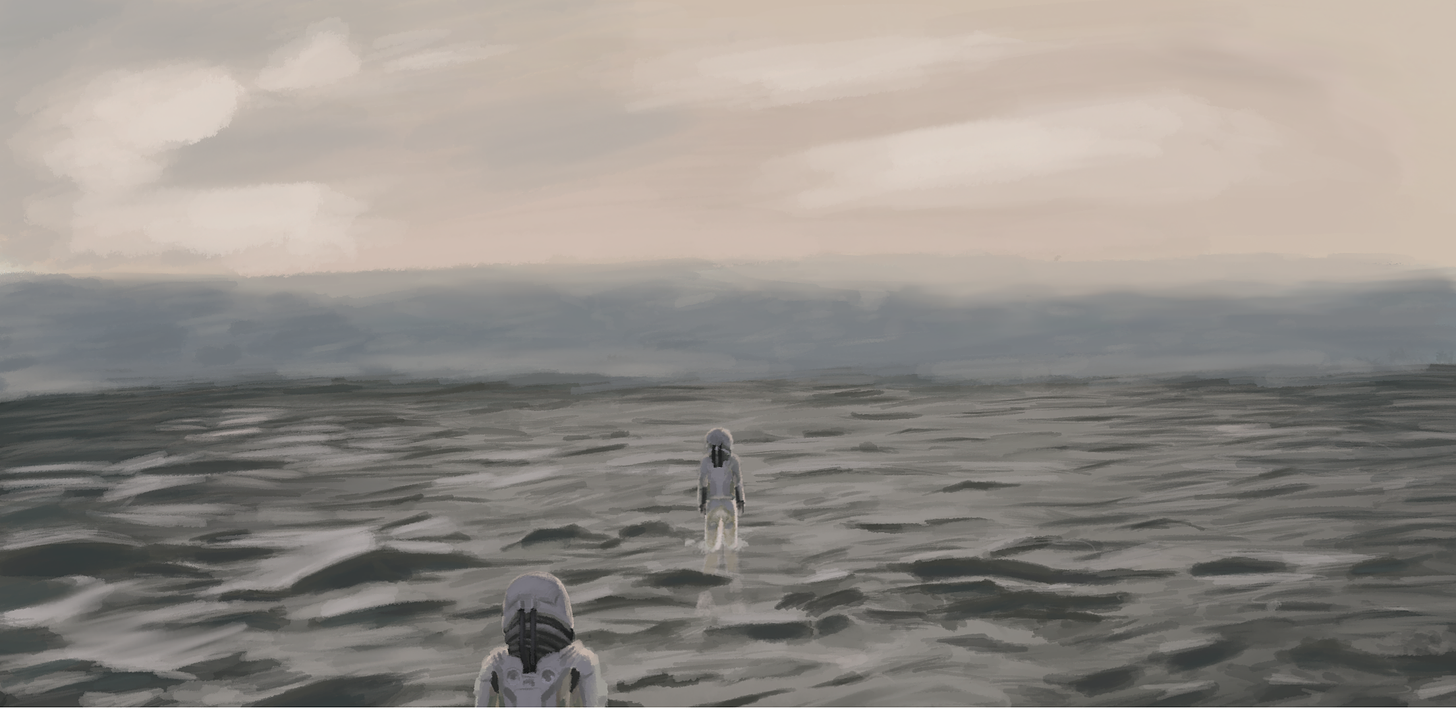 Those aren't mountains, . . . they're waves. [OC] : interstellar
