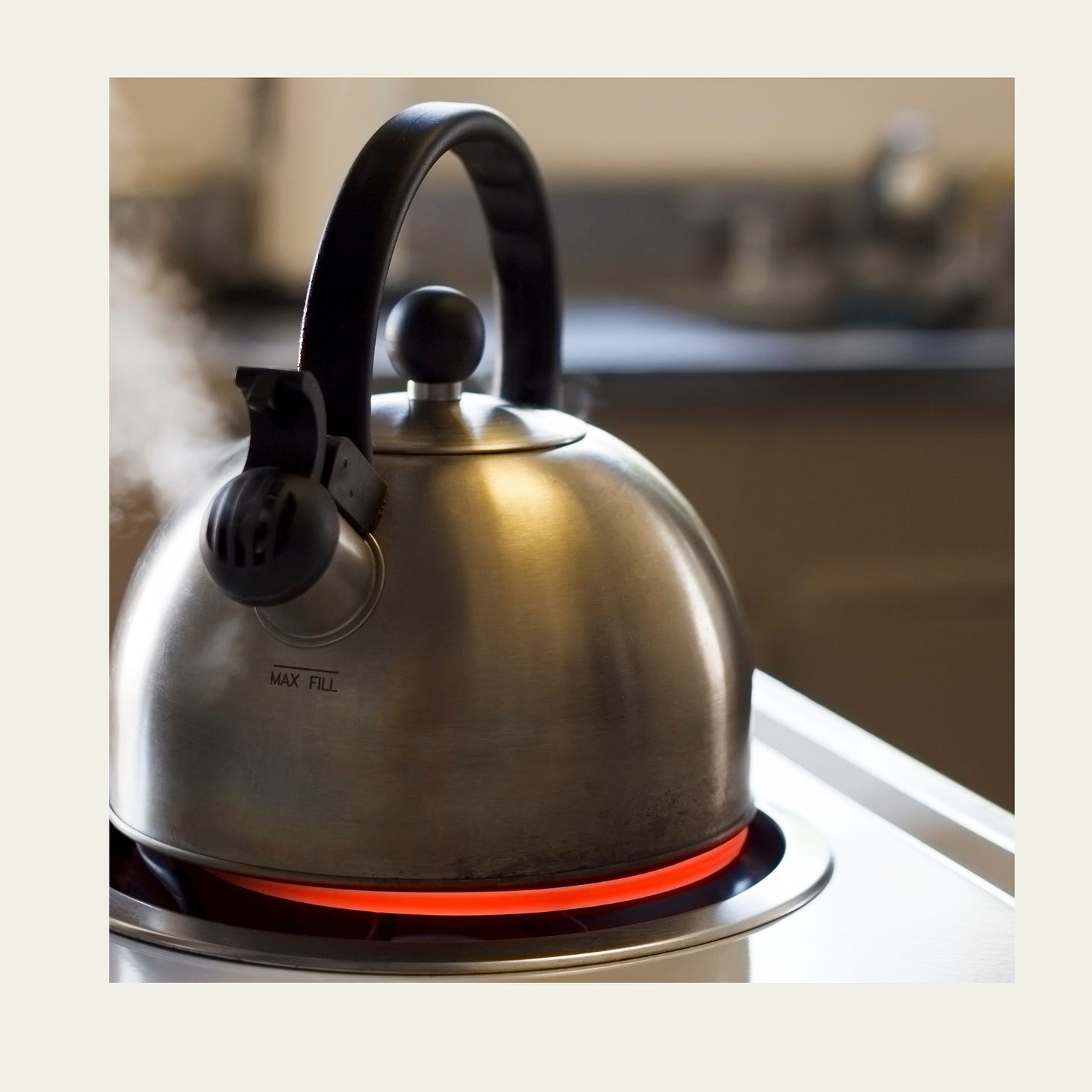 Tea kettle about to boil