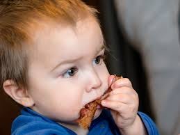 Image result for baby eating bacon