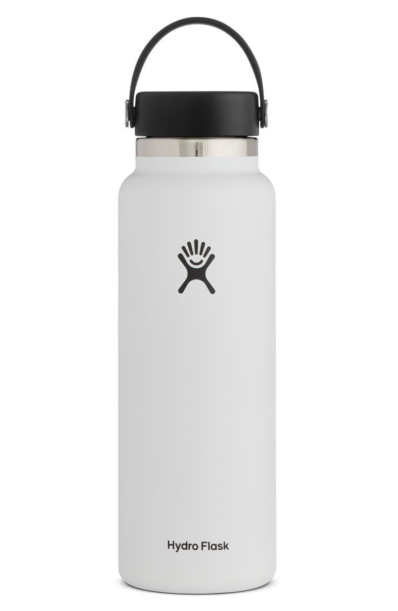 HYDRO FLASK 40-Ounce Wide Mouth Cap Water Bottle, Main, color, WHITE 2.0