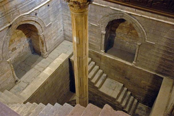 Measuring shaft of the Nilometer on Rhoda Island, Cairo. Nilometers measured how high or low the flood would be.