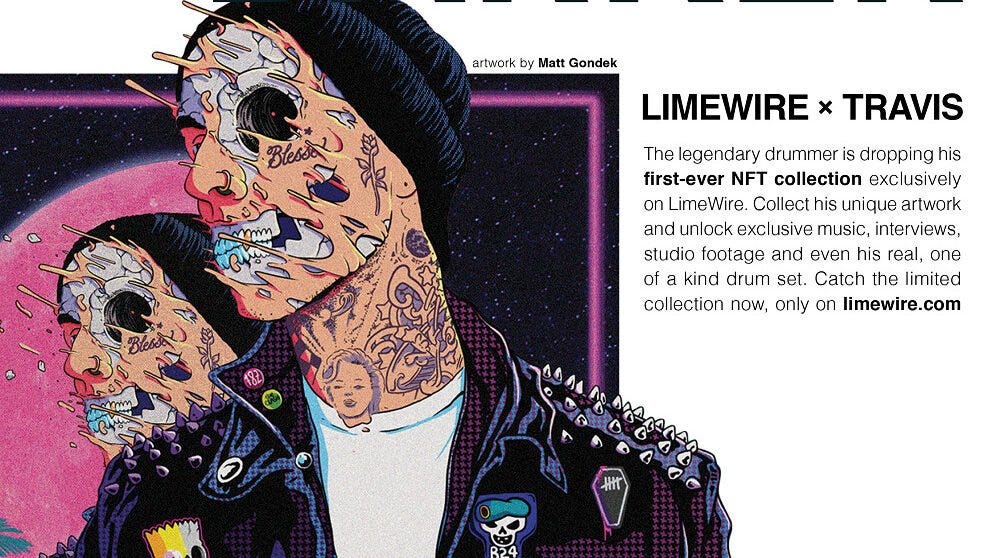Travis Barker releases first NFT collection via LimeWire, as former  file-sharing platform officially launches collectibles marketplace - Music  Business Worldwide