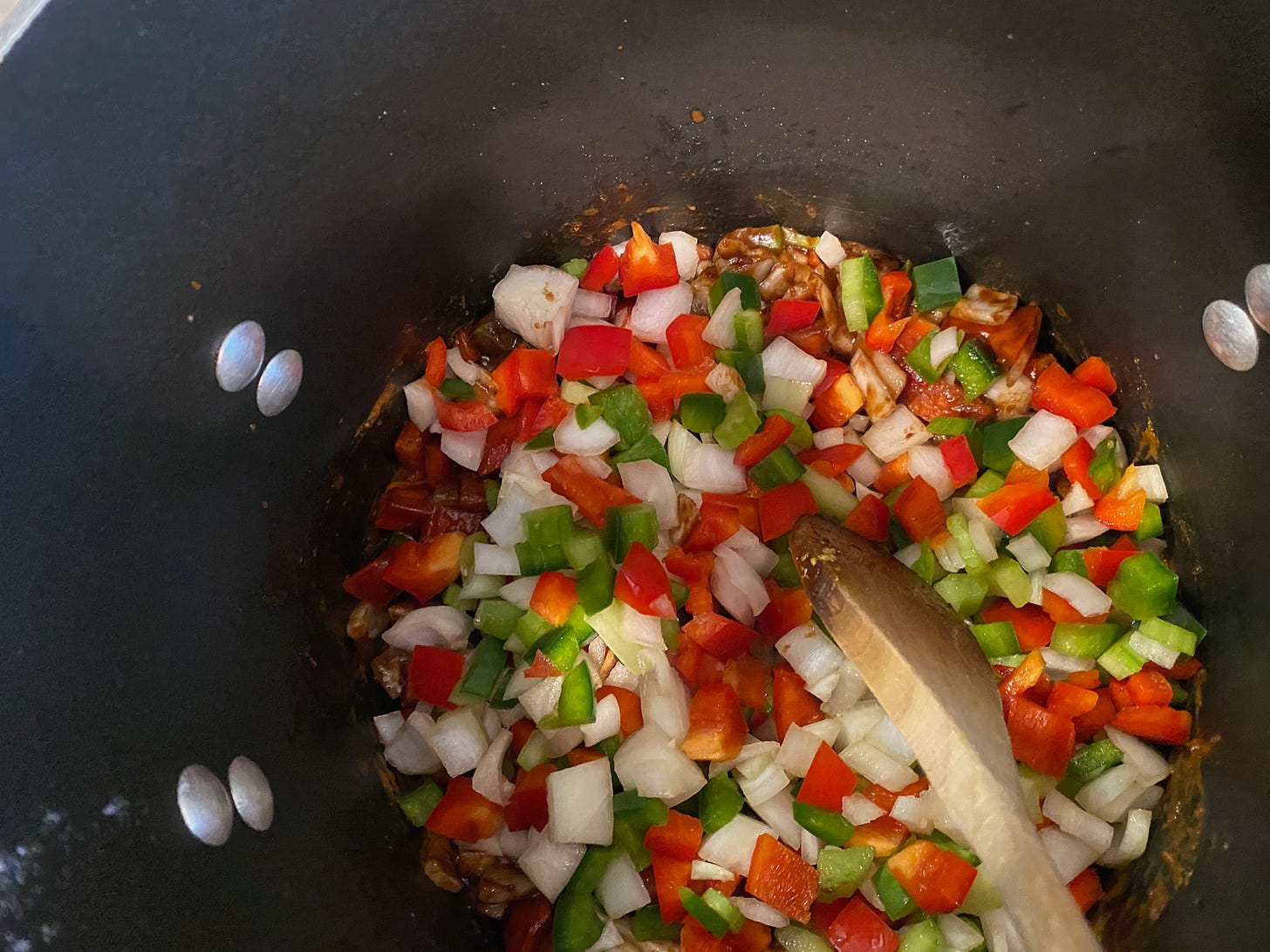 onions, celery, peppers in a bowl