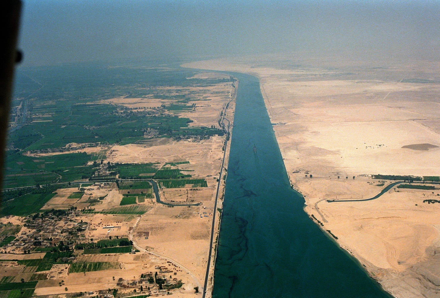 An aerial view of the Suez canal - U.S. National Archives Public Domain  Image