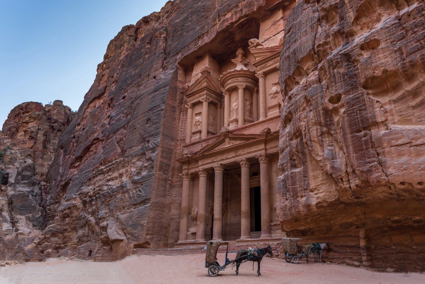 Temple carved into rock in Jordan