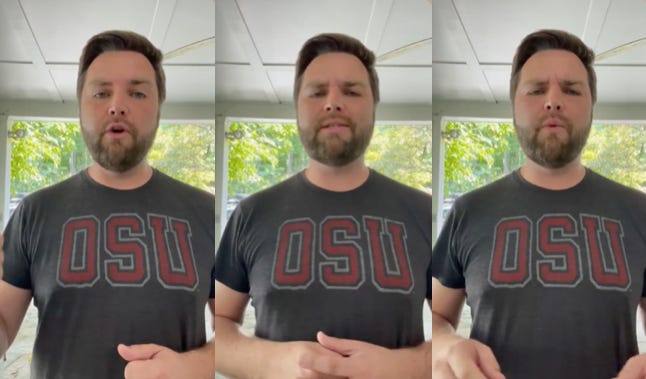 J.D. Vance posts racist video but all anyone&#39;s talking about are his erect  nipples and bad eyeliner / Queerty