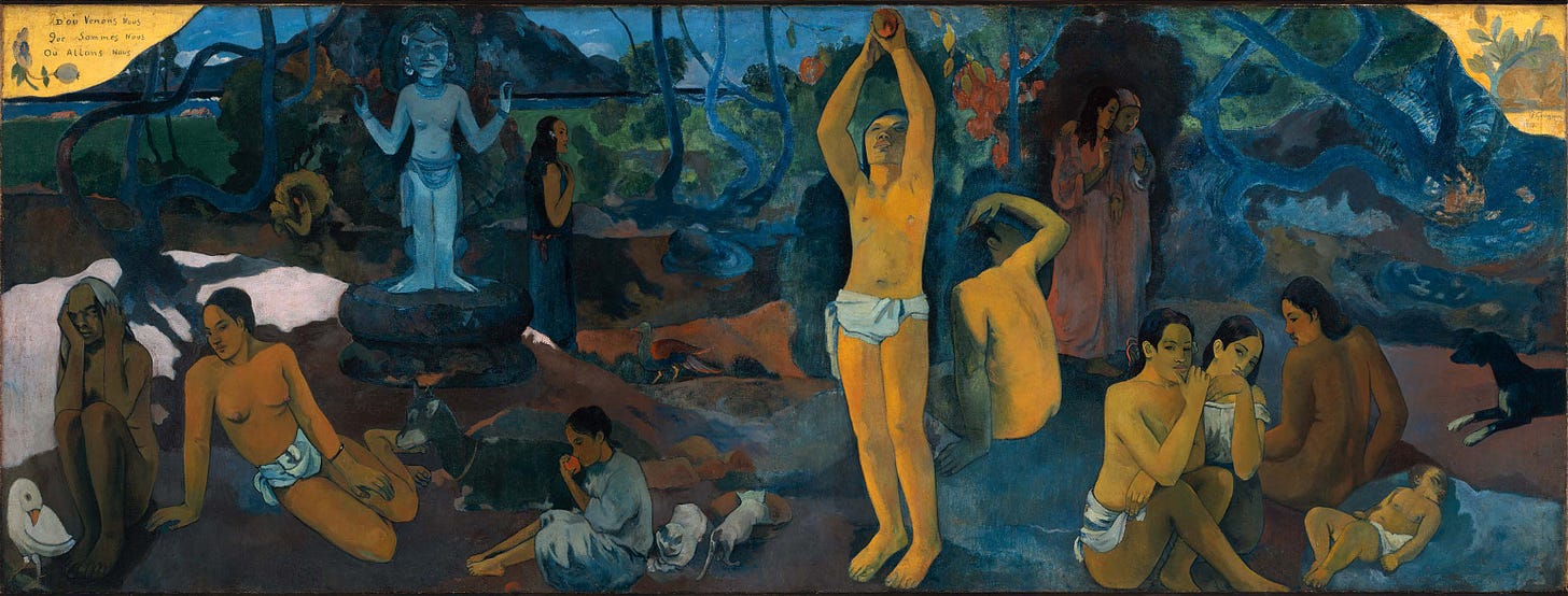 The painting Where Do We Come From? What Are We? Where Are We Going? by Paul Gaugin