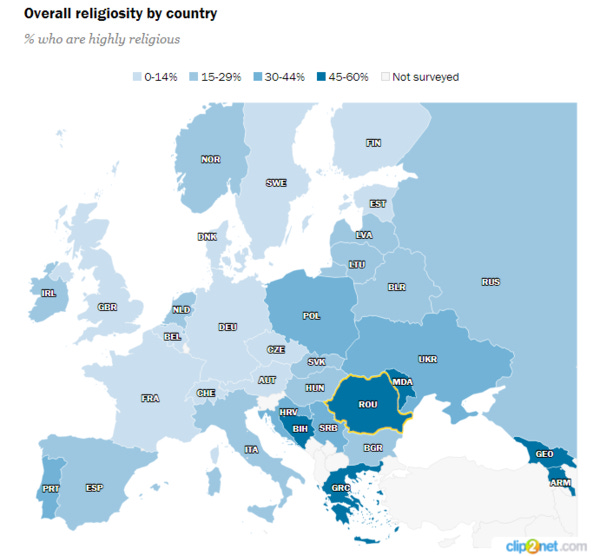 Рівень релігійності в Європі