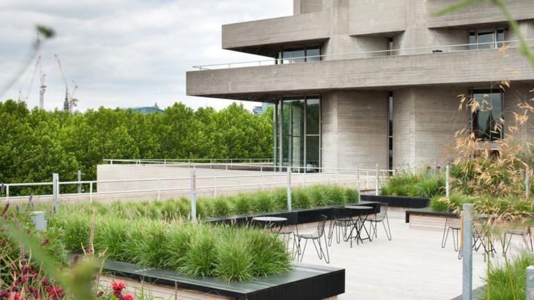The Bank of America Merrill Lynch Terrace at the National Theatre, with the terrace garden in full bloom