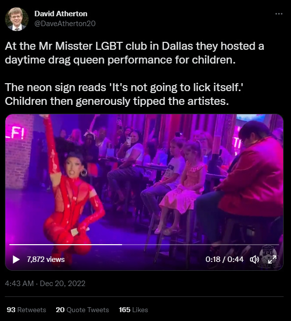 snip from tweet of drag show