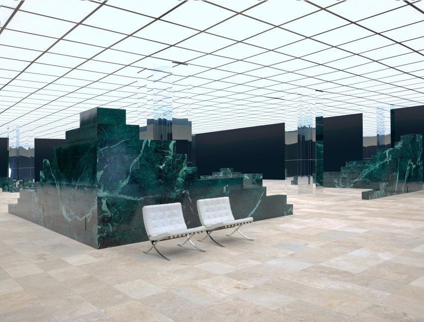 Barcelona Pavilion-informed set for Louis Vuitton