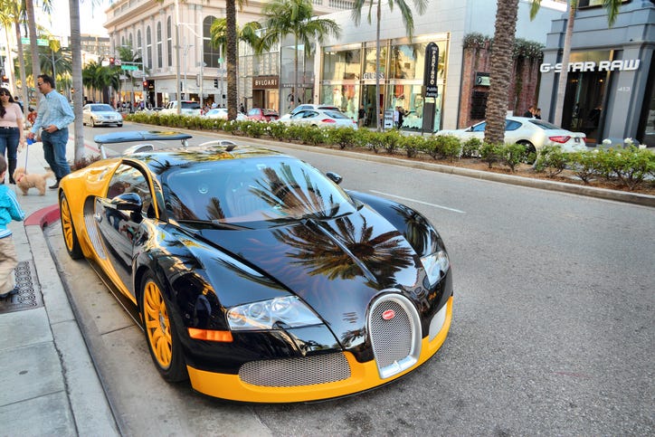 Bugatti Veyron supercar parked in Beverly Hills, Los Angeles