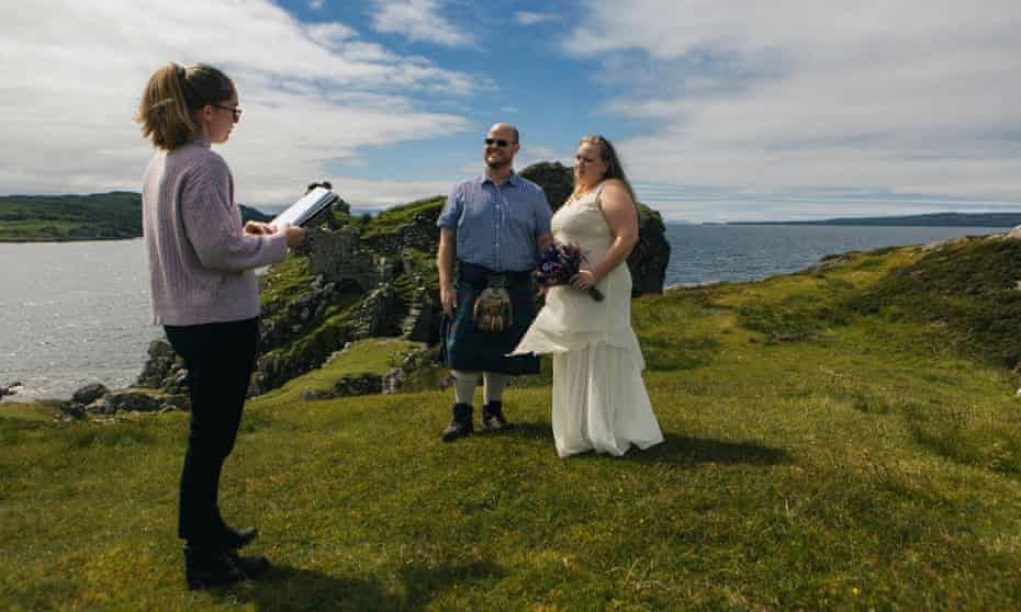 Amanda and Paul Riesel being married on Skye