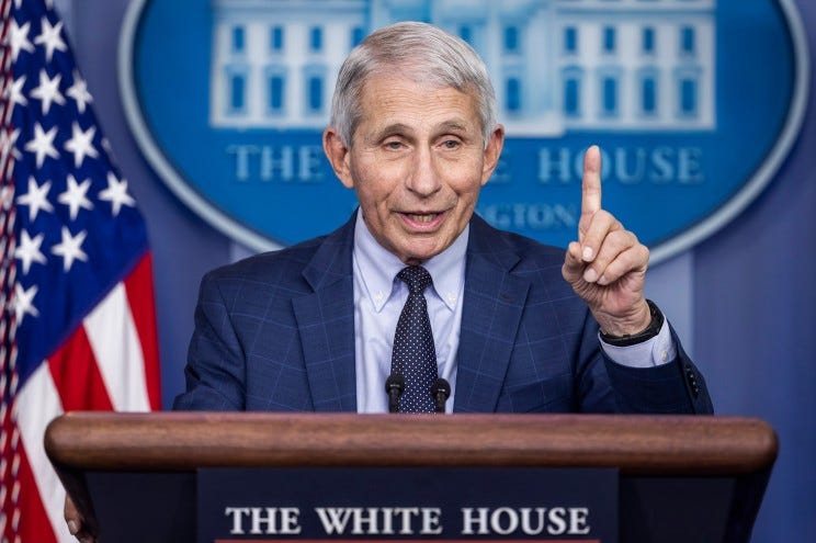 Dr. Anthony Fauci in the White House press room.