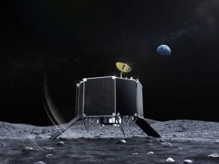 Artist's illustration of ispace's Series 2 robotic lander on the surface of the moon.