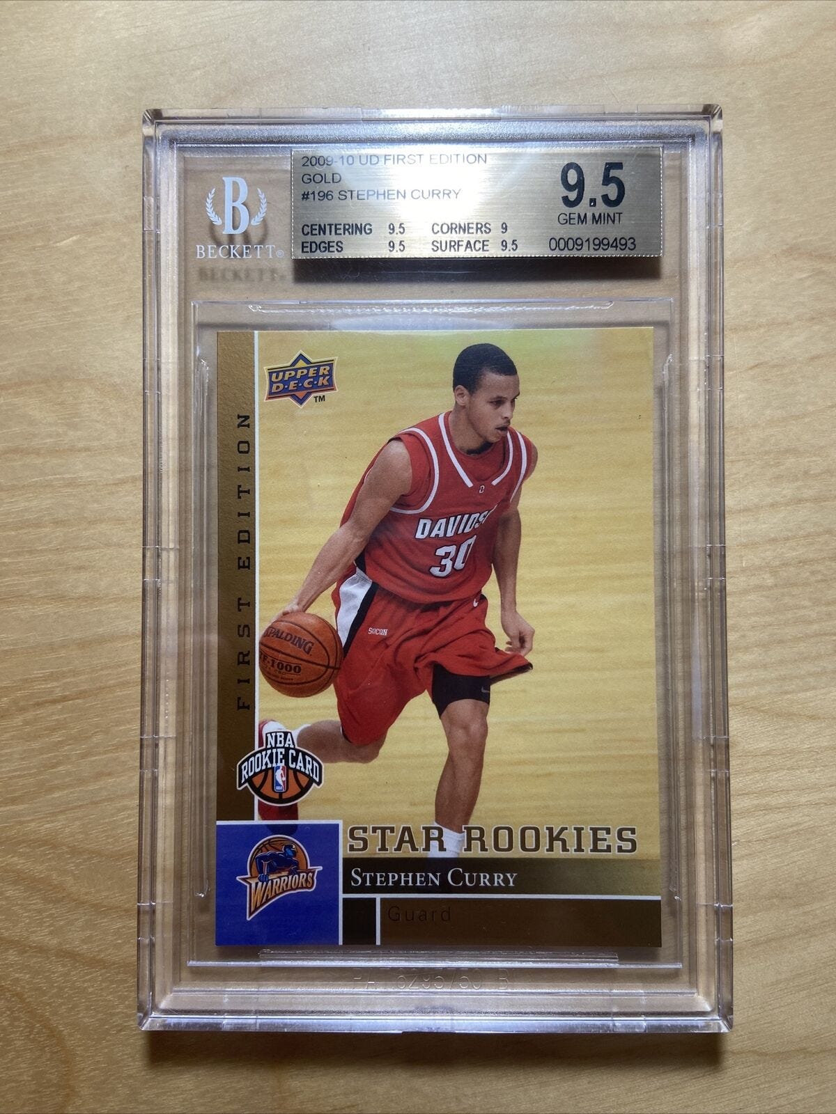 Image 1 - 2009-10-UD-First-1st-Edition-Gold-196-Stephen-Curry-RC-Rookie-BGS-9-5-HOF-SSP