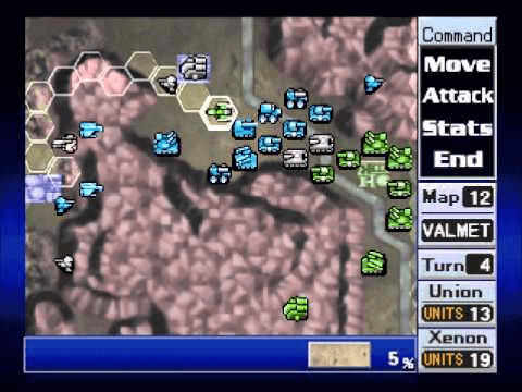 A screenshot of a map from the Playstation edition of Nectaris
