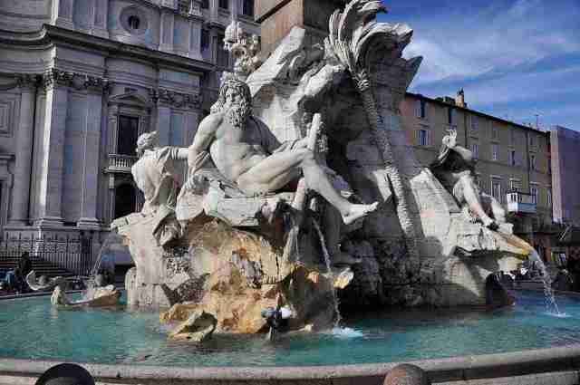 Fountain of the Four Rivers in Piazza Navona, Rome