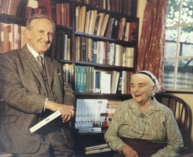J.R.R. Tolkien and his wife Edith in the 1960s. They married when he was 24  and stayed together until her passing in 1971 : r/OldSchoolCool