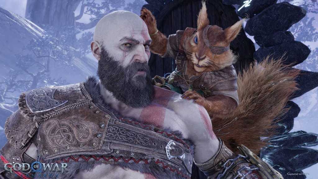 Kratos and Ratatoskr in God of War Ragnarok