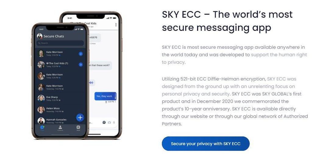Screenshot from Sky Global's webpage. The Vancouver-based company, which claims to sell the world's most secure messaging app, is at the centre of a global investigation.