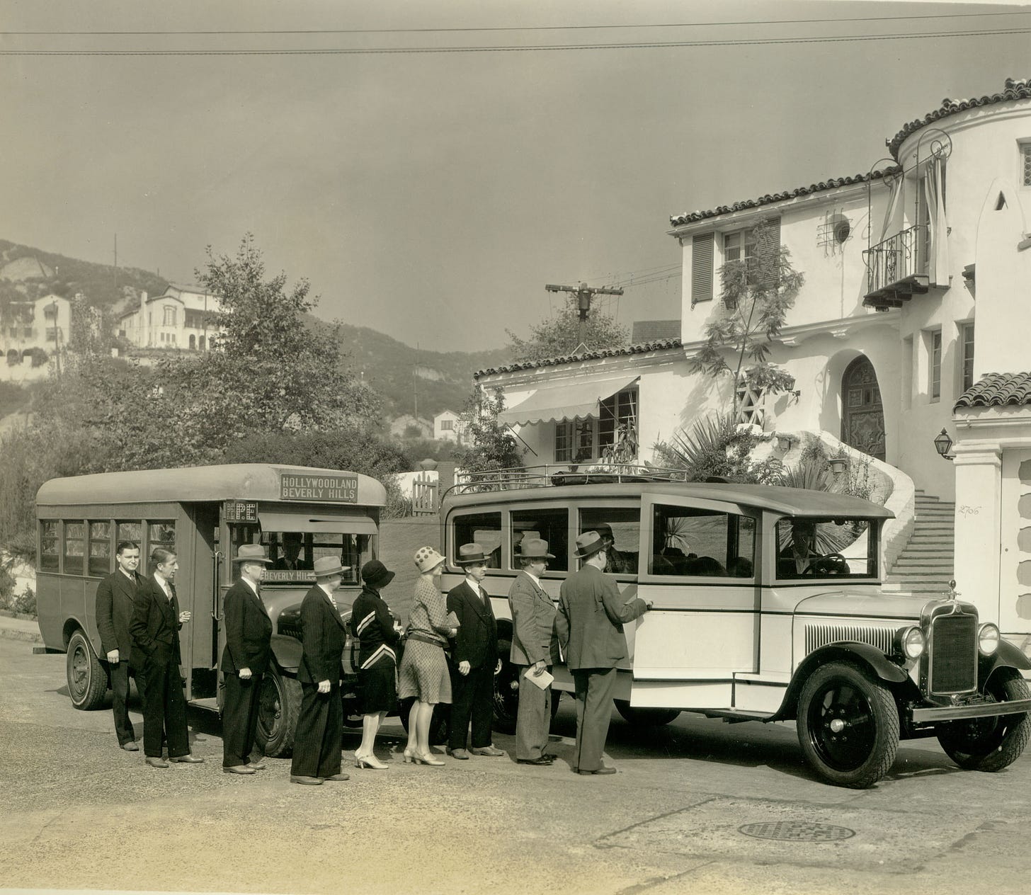 Catching the bus outside Busby Berkeley's house, c. 1930/Courtesy Bruce Torrence