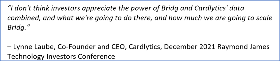 Lynne Laube, Co-Founder and CEO, Cardlytics, December 2021 Raymond James Technology Investors Conference, SKU, Product-Level Offers, Bridg, TAM, Market Size, CDLX, Swany407, Austin Swanson