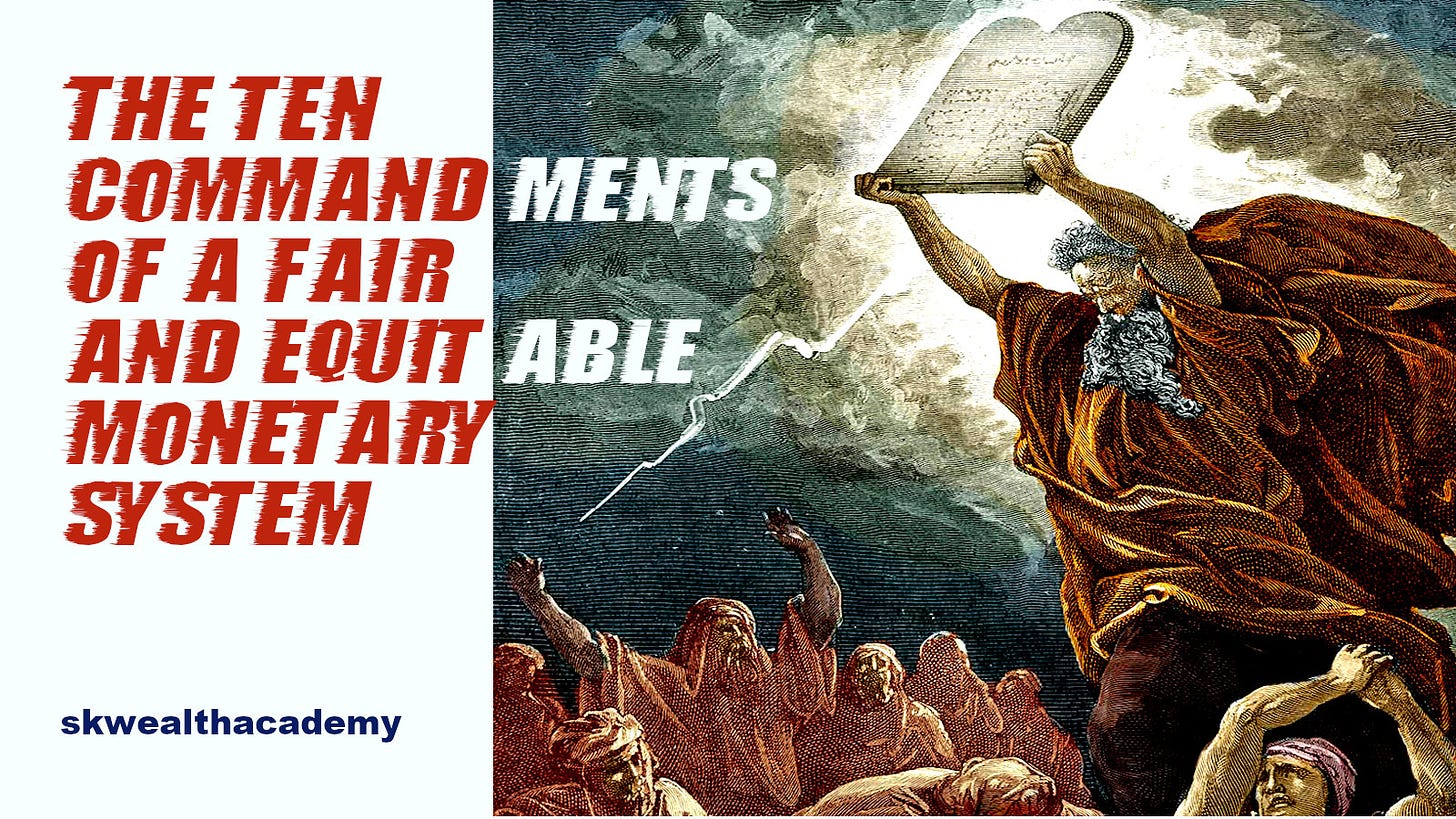 10 commandments of a fair and equitable monetary system