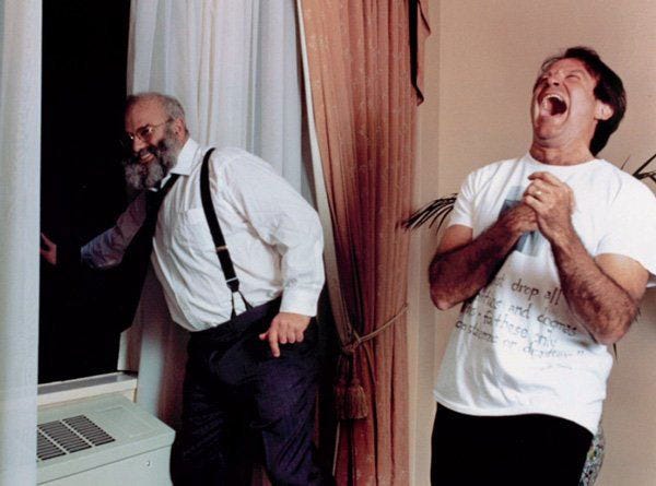 Oliver Sacks and Robin Williams on the Set of "Awakenings" (via the Oliver Sacks Foundation)
