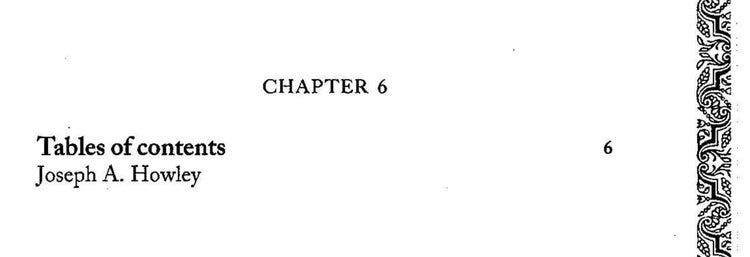Title page of the chapter on tables of contents.