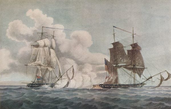 Packet Boat and Privateer, c1819. Artist: Nicholas Pocock (Photos Prints  Framed...) #14973165
