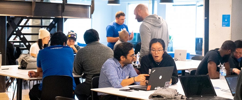 Software Engineers building their coding skills at GDCR Toronto 2019.
