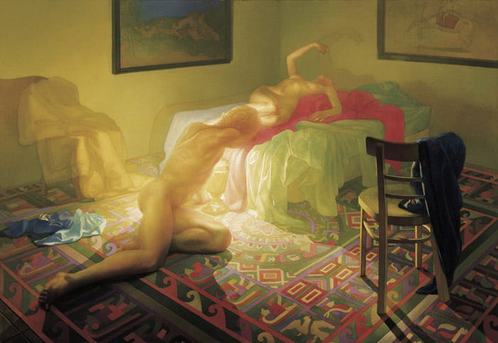 Newberry, Denouement, 1987, oil on linen, 54x78".