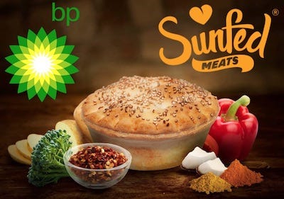 Sunfed Chicken plant-based pie at BP stations