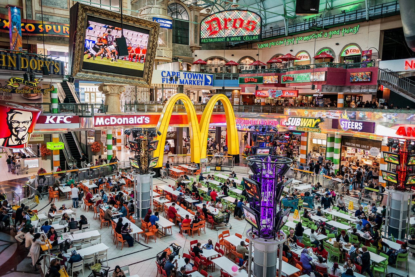 South Africa, Cape Town. The food court of Canal Walk. by Silvia Landi