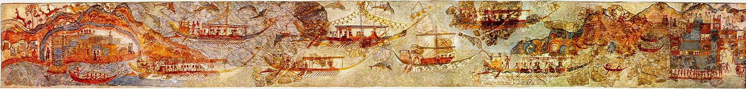 Ship Procession Fresco, Akrotiri (Illustration) - World History Encyclopedia