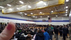 1,400 people showed up to our district meeting for Republican precinct caucuses, 5 times the previous record. I think this is actually every single person who has ever voted Republican in our deep-blue district.