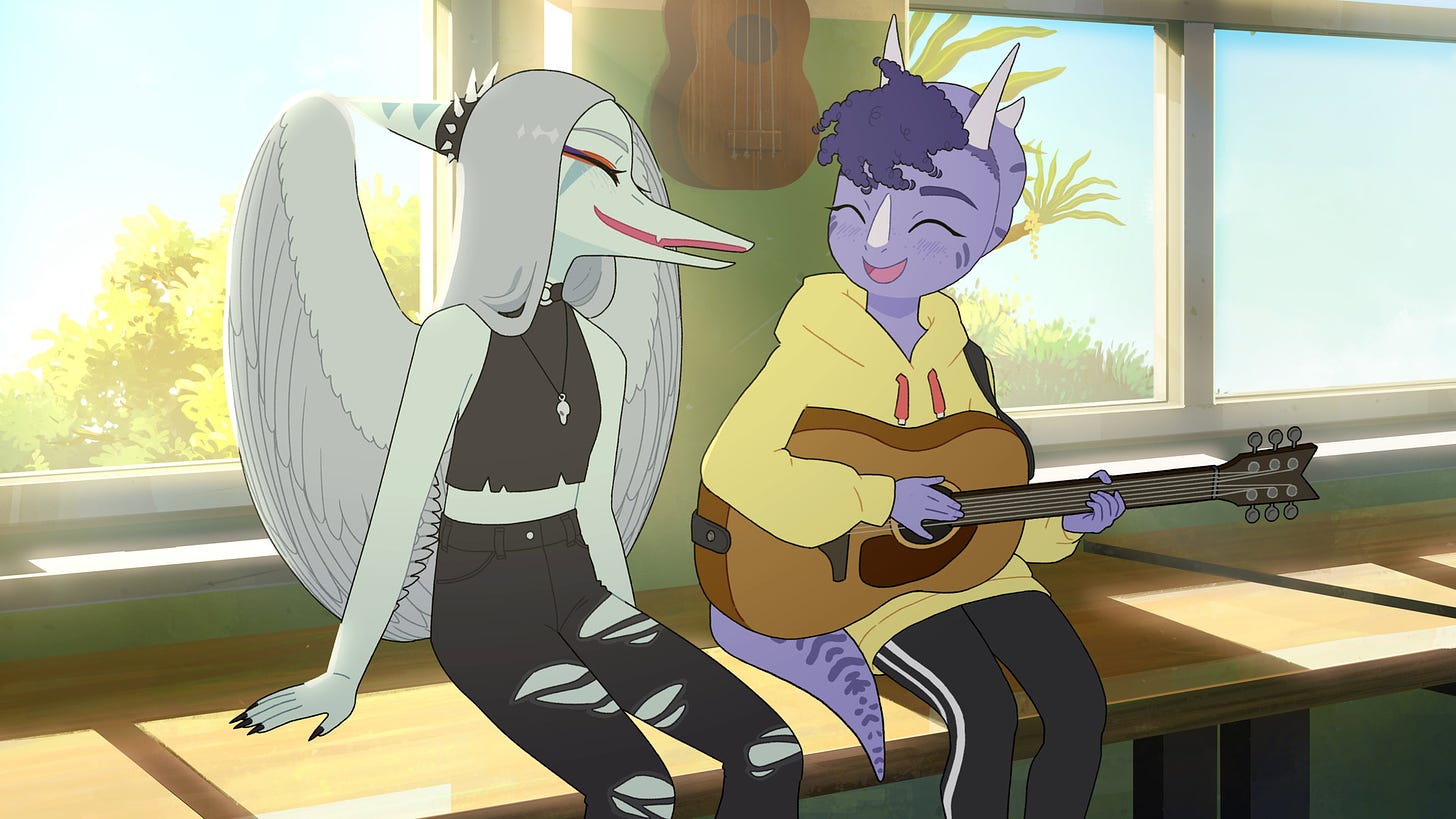Two characters from Goodbye Volcano High